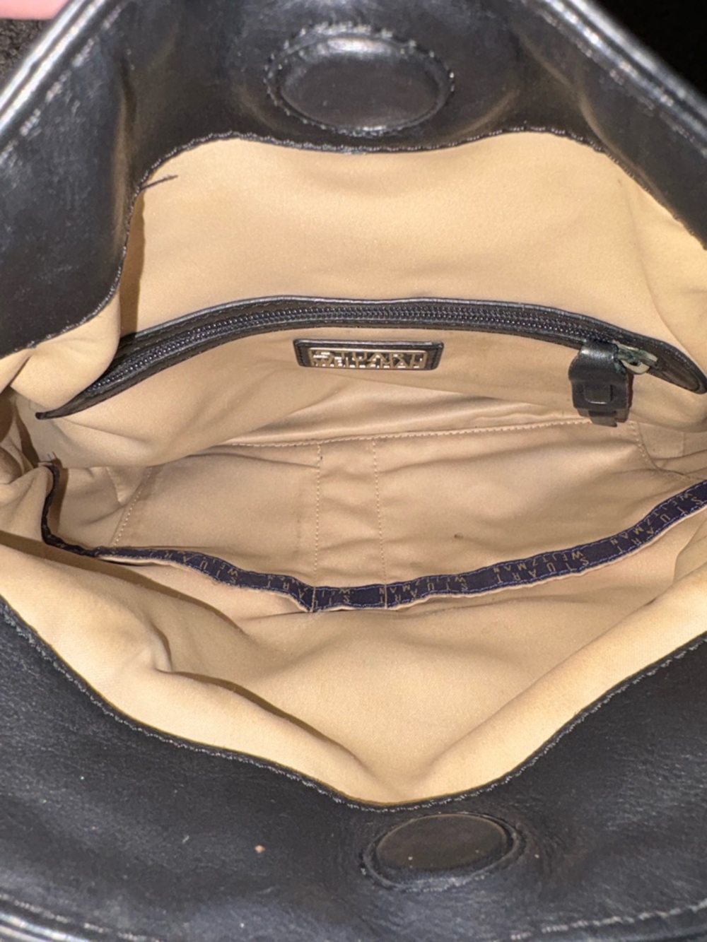 Stuart Weitzman Black Leather Shoulder Bag with Ring Accent - Picture 5 of 6